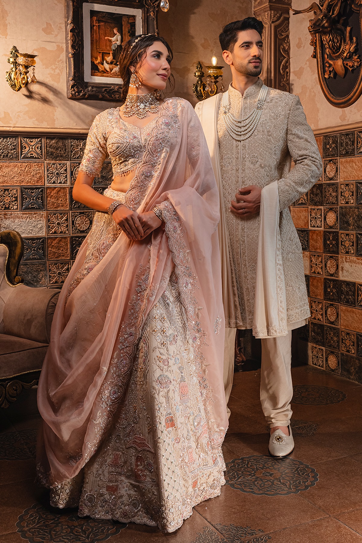 Sherwani and Saree example